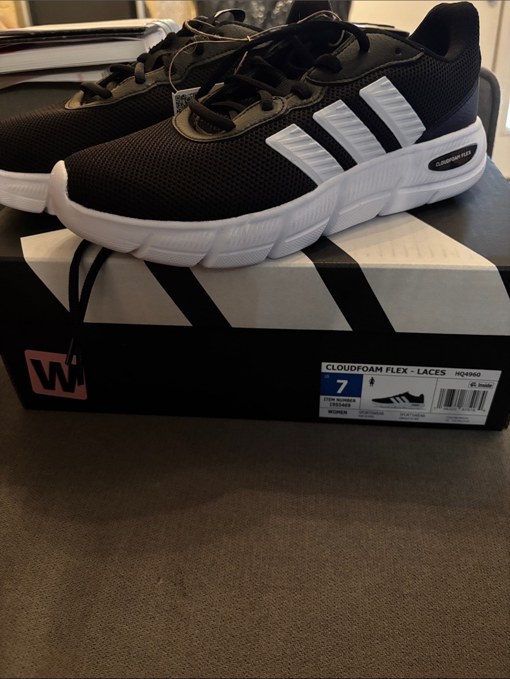 Adidas Cloudfoam Flex Black/White Womens Running Shoes